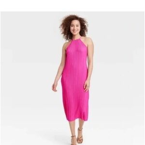 A New Day Women’s Hot Pink Halter Dress  Size Medium